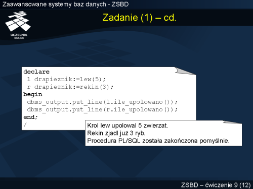 Zadanie (1) – cd.