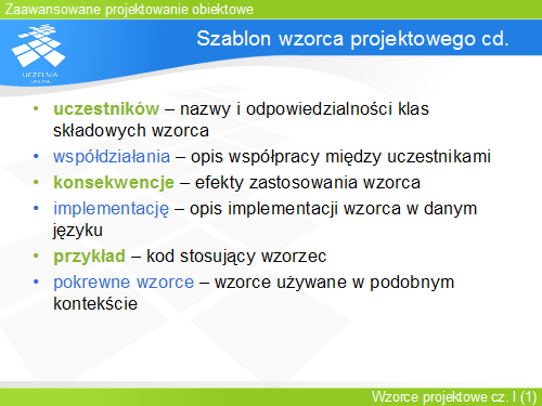 Szablon wzorca projektowego cd.