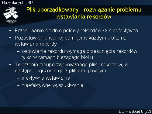 Plik uporządkowany - rozwiązanie problemu wstawiania rekordów