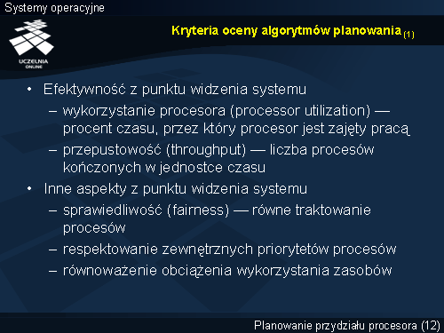 Kryteria oceny algorytmów planowania (1)