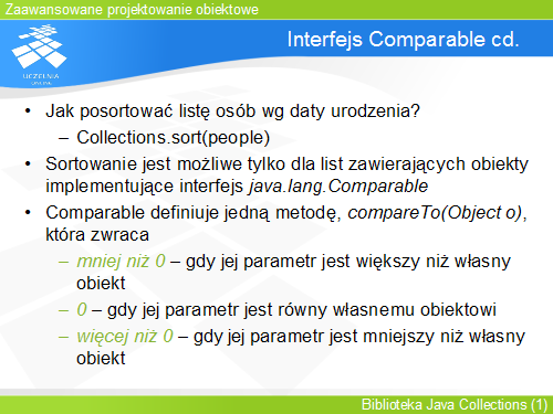 Interfejs Comparable cd.