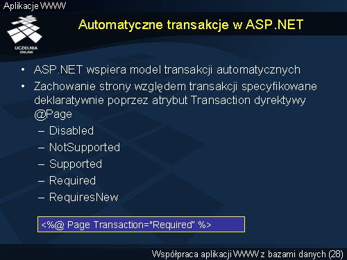 Automatyczne transakcje w ASP.NET