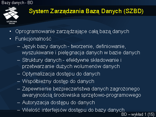System Zarządzania Bazą Danych (SZBD)