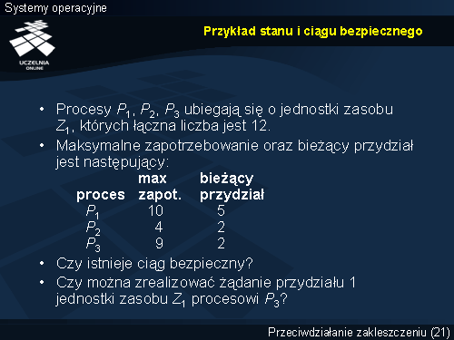 Przykład stanu i ciągu bezpiecznego