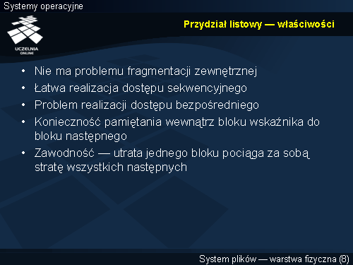 Przydział listowy — właściwości