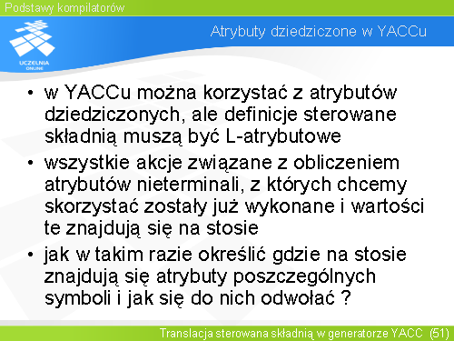 Atrybuty dziedziczone w YACCu