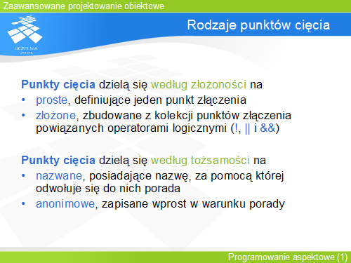 Rodzaje punktów cięcia