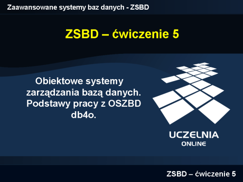 Zaawansowane systemy baz danych - ZSBD