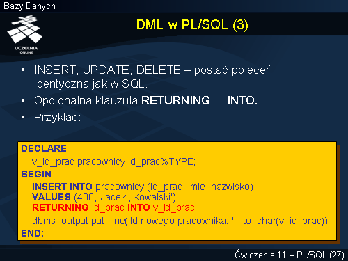 DML w PL/SQL (3)