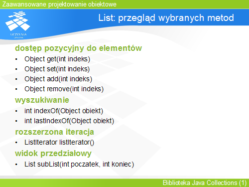 List: przegląd wybranych metod