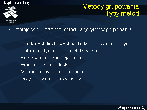 Metody grupowania Typy metod