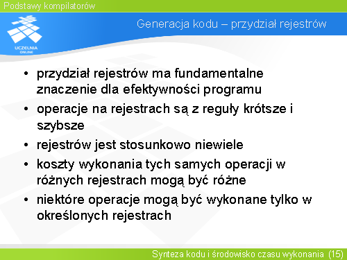 Generacja kodu – przydział rejestrów