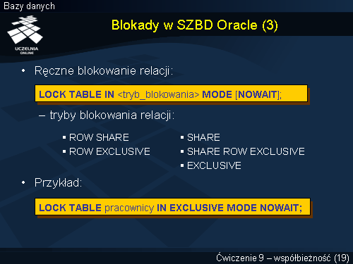 Blokady w SZBD Oracle (3)