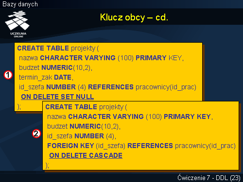 Klucz obcy – cd.