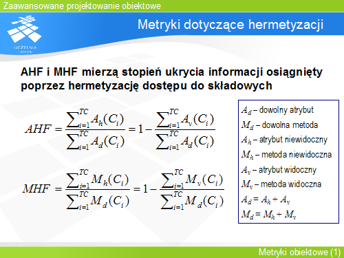 Metryki dotyczące hermetyzacji