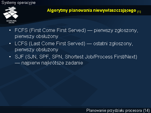 Algorytmy planowania niewywłaszczającego (1)