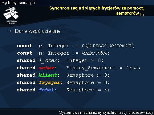 Synchronizacja śpiących fryzjerów za pomocą semaforów (1)