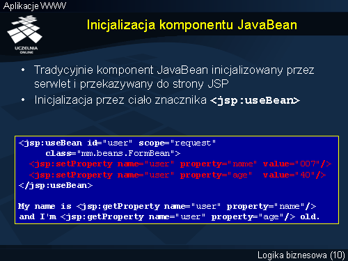 Inicjalizacja komponentu JavaBean