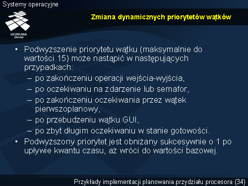Zmiana dynamicznych priorytetów wątków