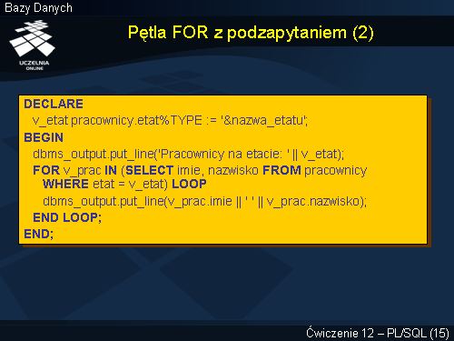 Pętla FOR z podzapytaniem (2)
