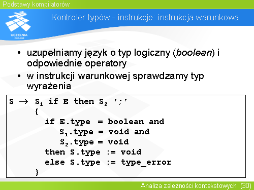 Kontroler typów - instrukcje: instrukcja warunkowa