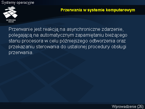 Przerwania w systemie komputerowym