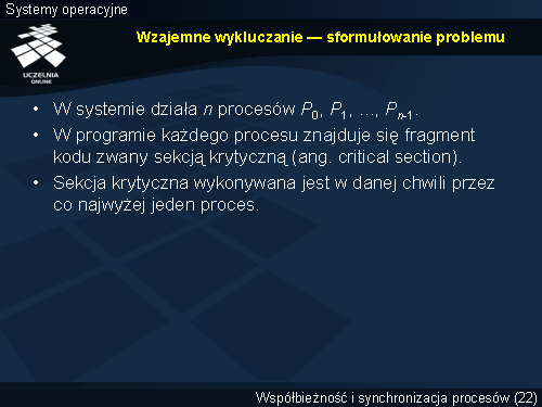 Wzajemne wykluczanie — sformułowanie problemu