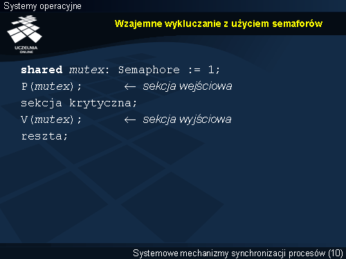 Wzajemne wykluczanie z użyciem semaforów