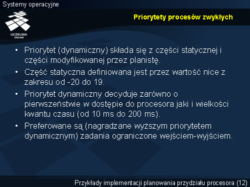 Priorytety procesów zwykłych