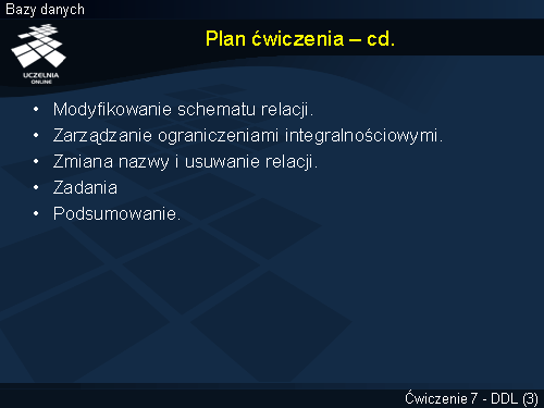 Plan ćwiczenia – cd.