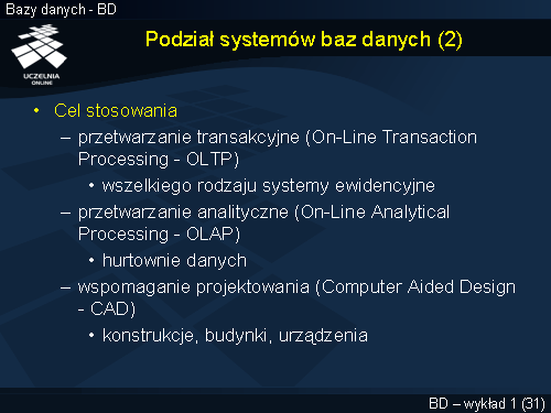 Podział systemów baz danych (2)