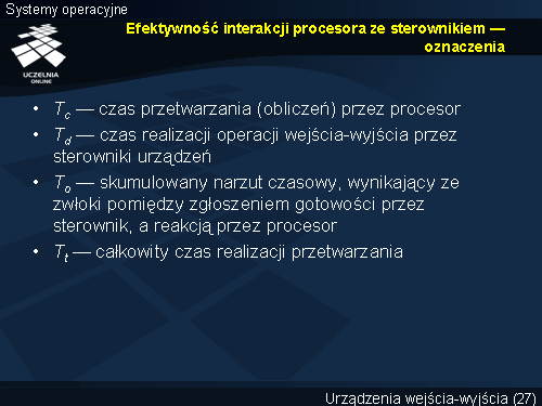 Efektywność interakcji procesora ze sterownikiem — oznaczenia