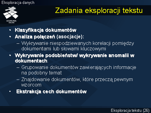 Zadania eksploracji tekstu