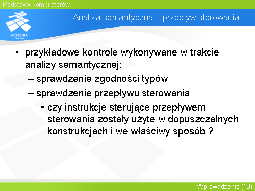 Analiza semantyczna – przepływ sterowania