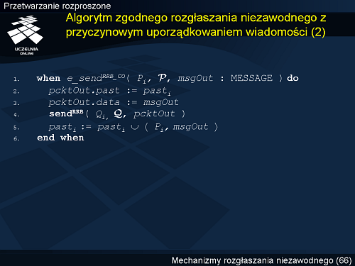 Algorytm zgodnego rozgłaszania niezawodnego z przyczynowym uporządkowaniem wiadomości (2)