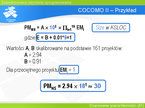 COCOMO II – Przykład(2)