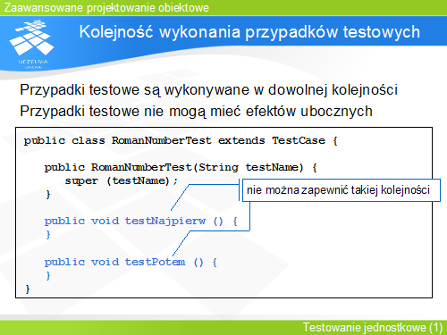 Kolejność wykonania przypadków testowych