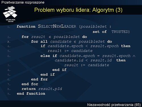 Problem wyboru lidera: Algorytm (3)