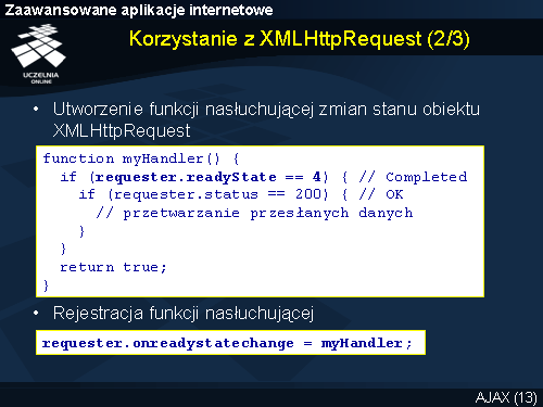 Korzystanie z XMLHttpRequest (2/3)