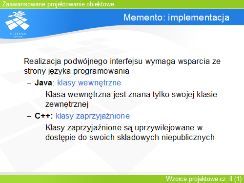 Memento: implementacja