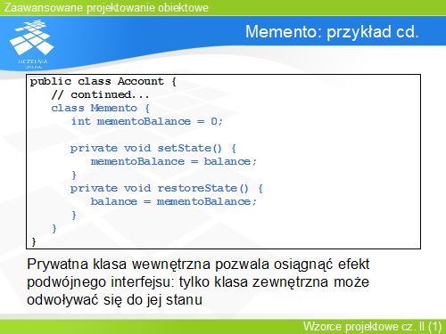 Memento: przykład cd.