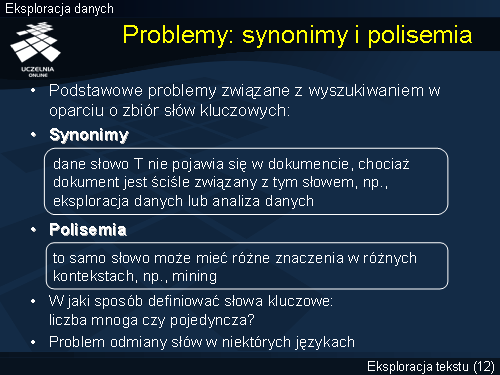 Problemy: synonimy i polisemia