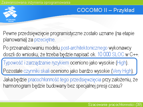 COCOMO II – Przykład