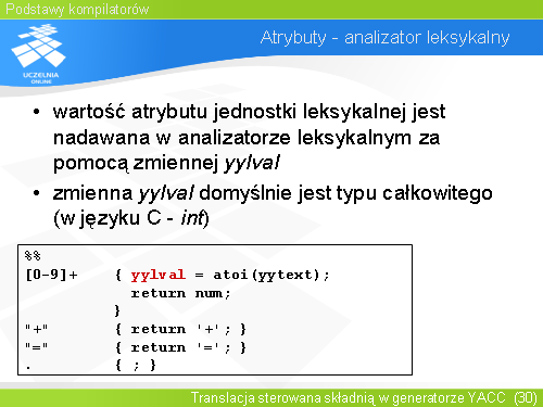 Atrybuty - analizator leksykalny