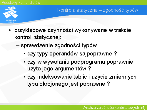 Kontrola statyczna – zgodność typów