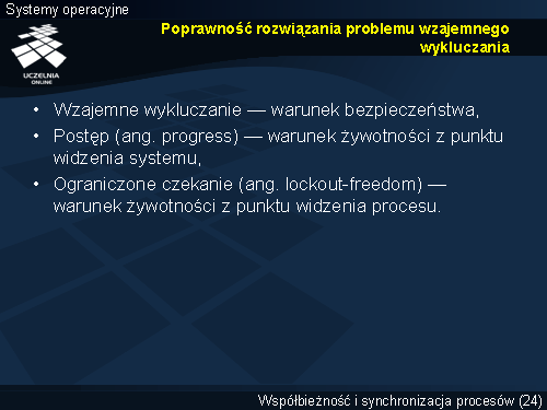 Poprawność rozwiązania problemu wzajemnego wykluczania