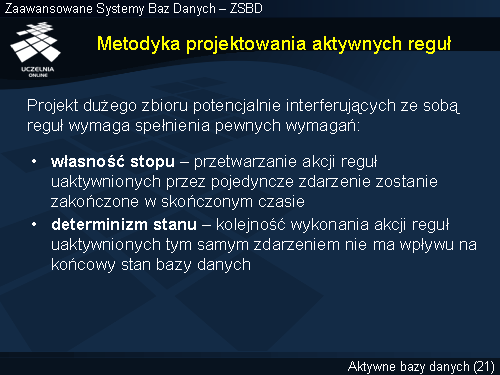 Metodyka projektowania aktywnych reguł