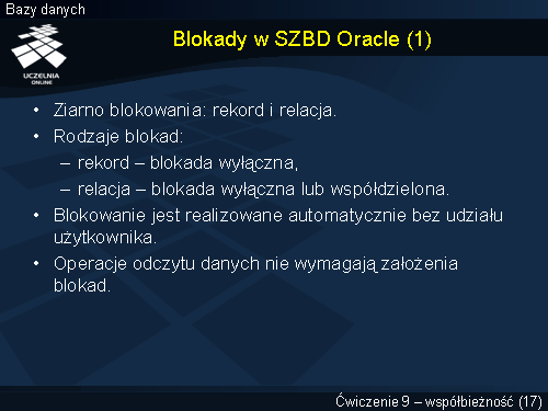 Blokady w SZBD Oracle (1)