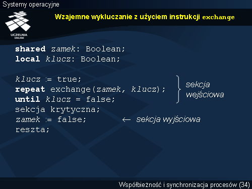 Wzajemne wykluczanie z użyciem instrukcji exchange