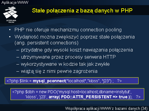 Stałe połączenia z bazą danych w PHP